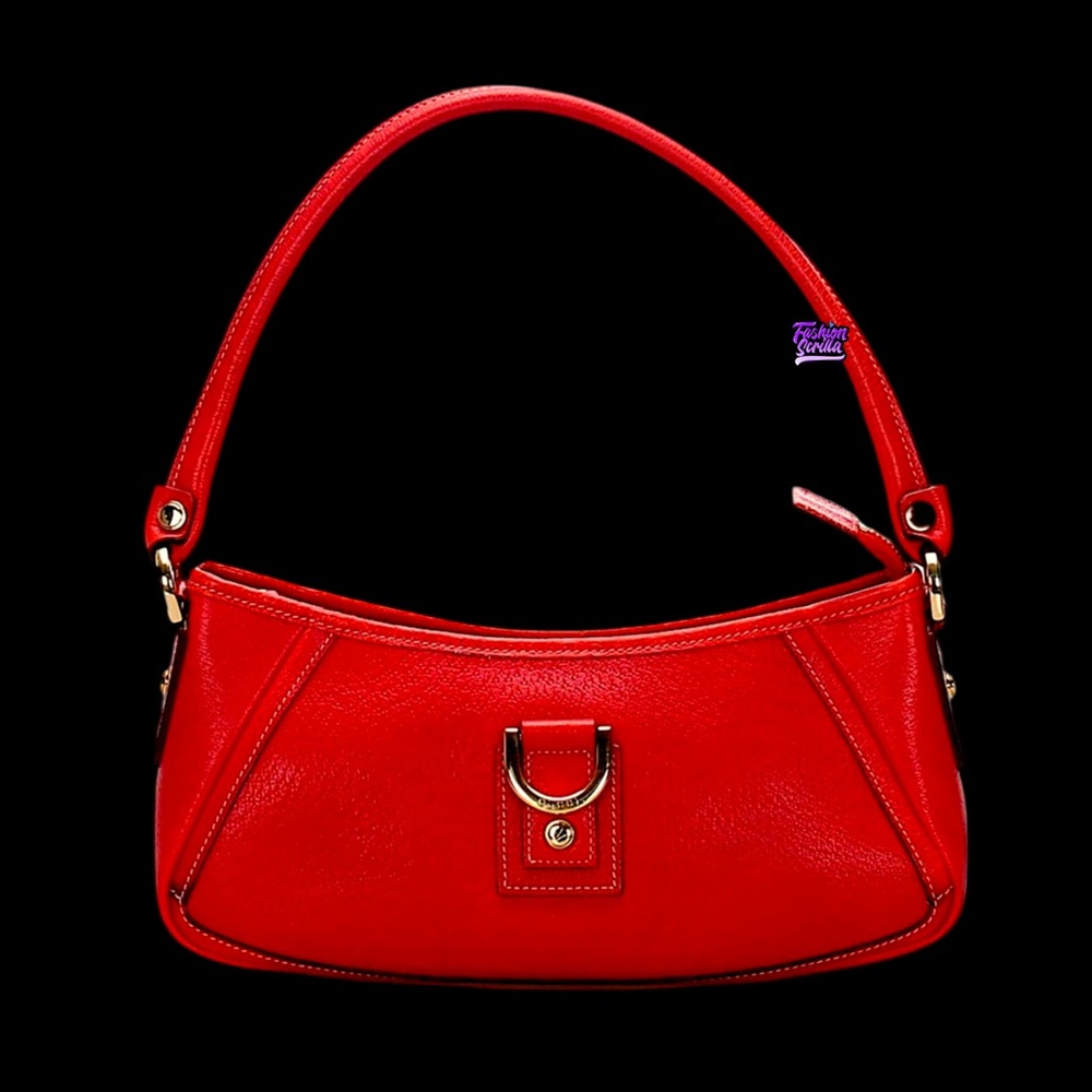Gucci Red Leather Gold D-Ring Abbey Mini Handbag